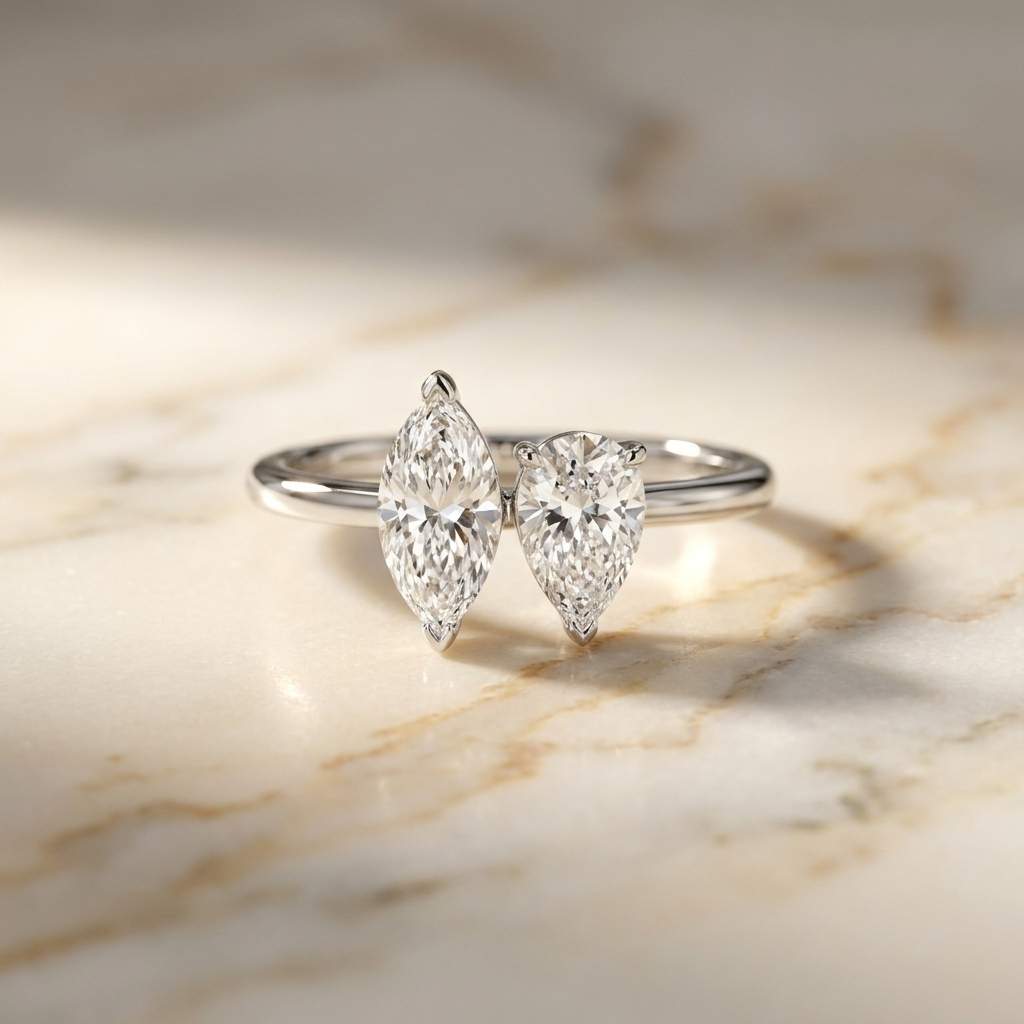 The Brandy marquise engagement ring setting in Platinum | RockHer