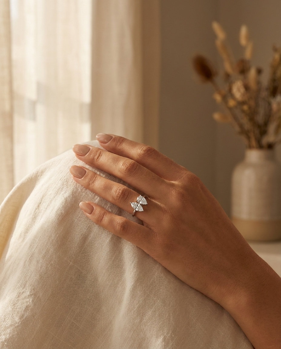 The Brandy engagement ring setting in Platinum, select toi et moi lab diamond design | RockHer