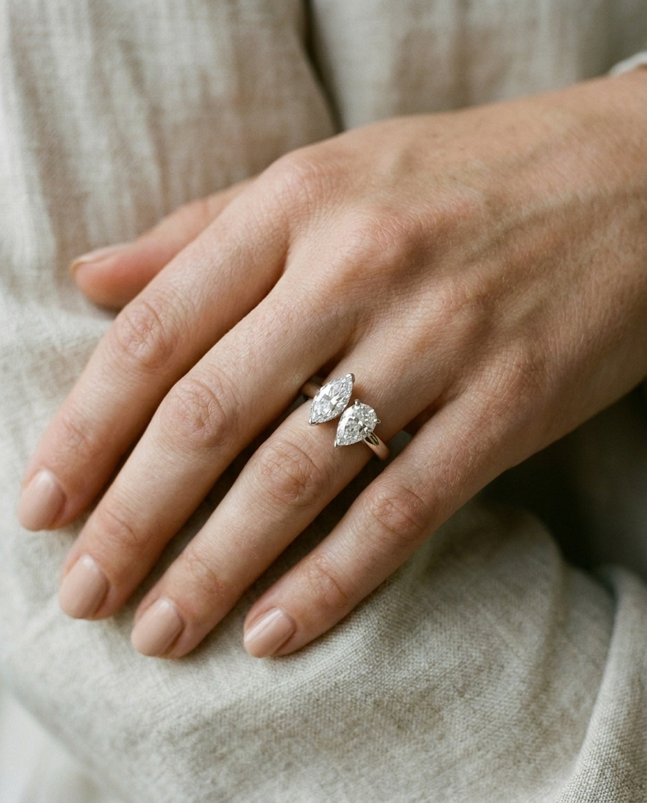 Platinum band of The Brandy marquise engagement ring setting | RockHer