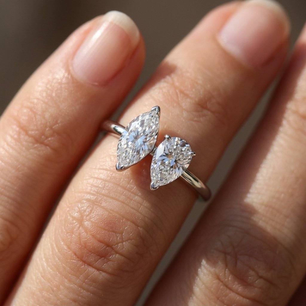 The Brandy setting for marquise diamonds, made to order in Platinum | RockHer