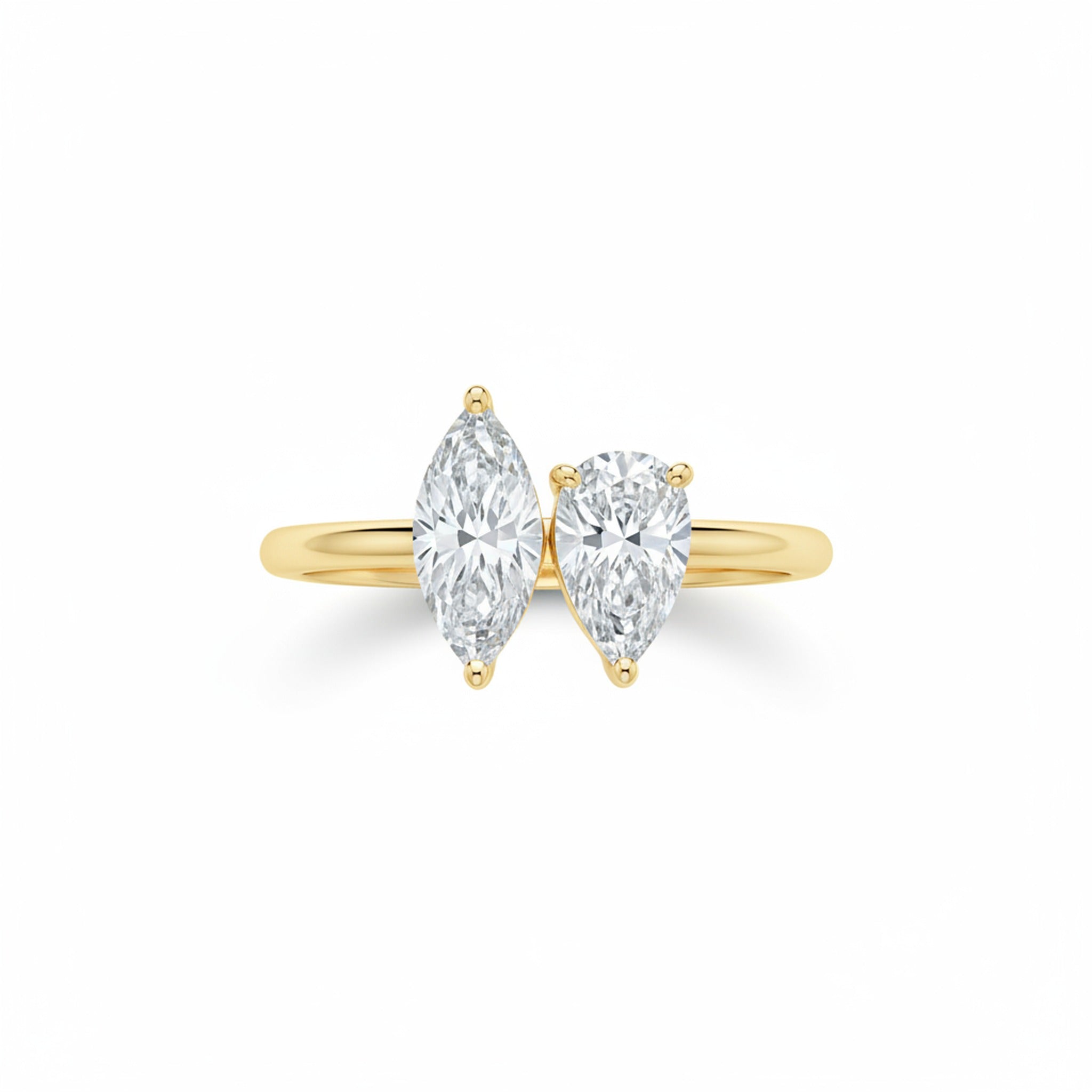 Brandy Toi et Moi Marquise & Pear engagement ring setting, yellow gold