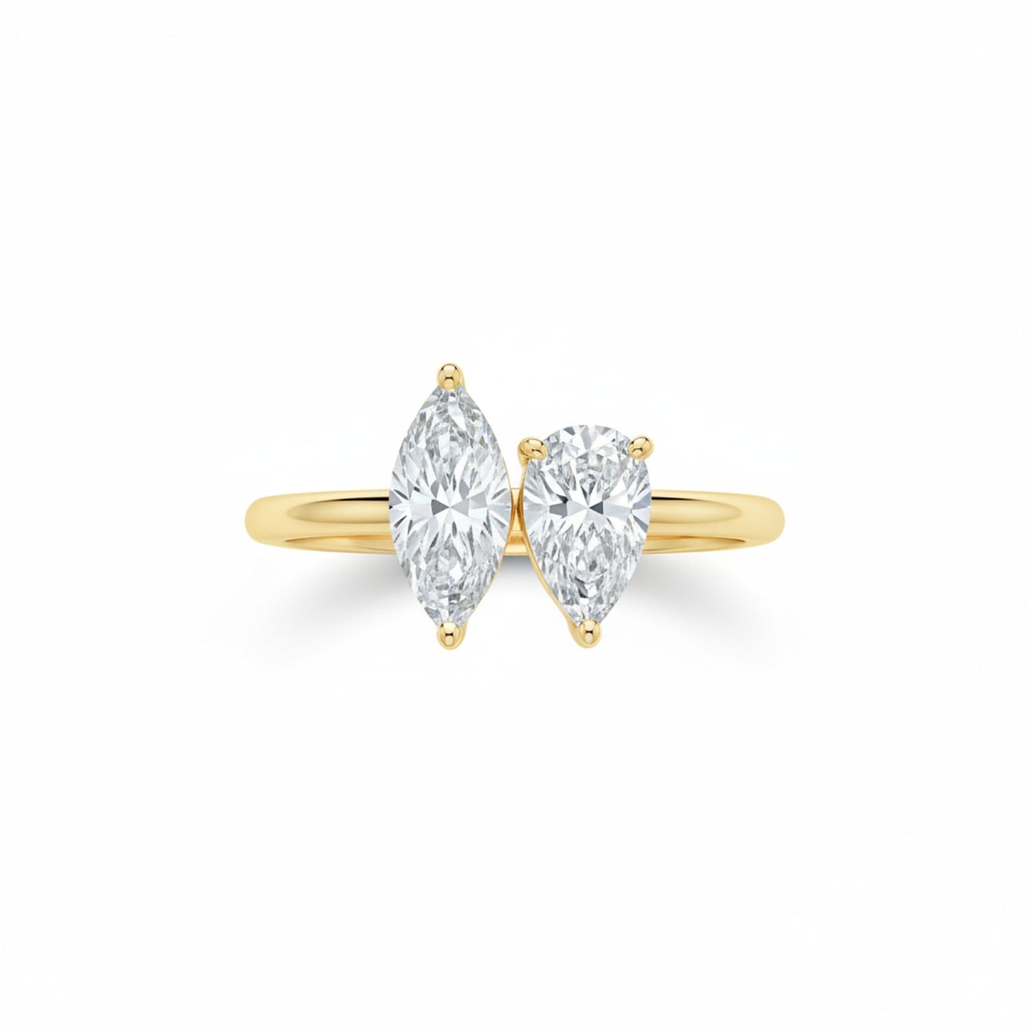 Brandy Toi et Moi Marquise & Pear engagement ring setting, yellow gold
