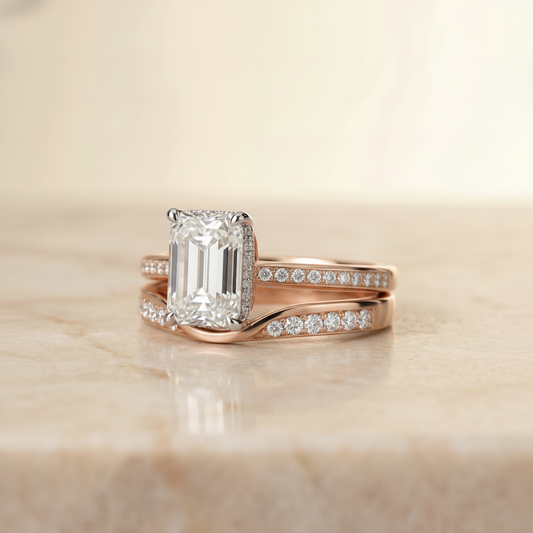 The Brenda Matching Wedding Band, Emerald in 14K Rose Gold