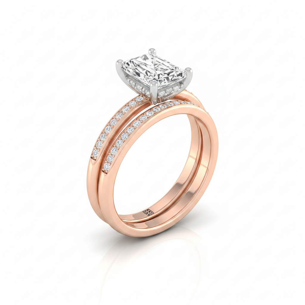 The Brenda Matching Wedding Band, Radiant in 14K Rose Gold