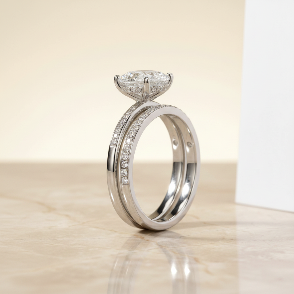 The Brenda Matching Wedding Band, Oval in 18K White Gold