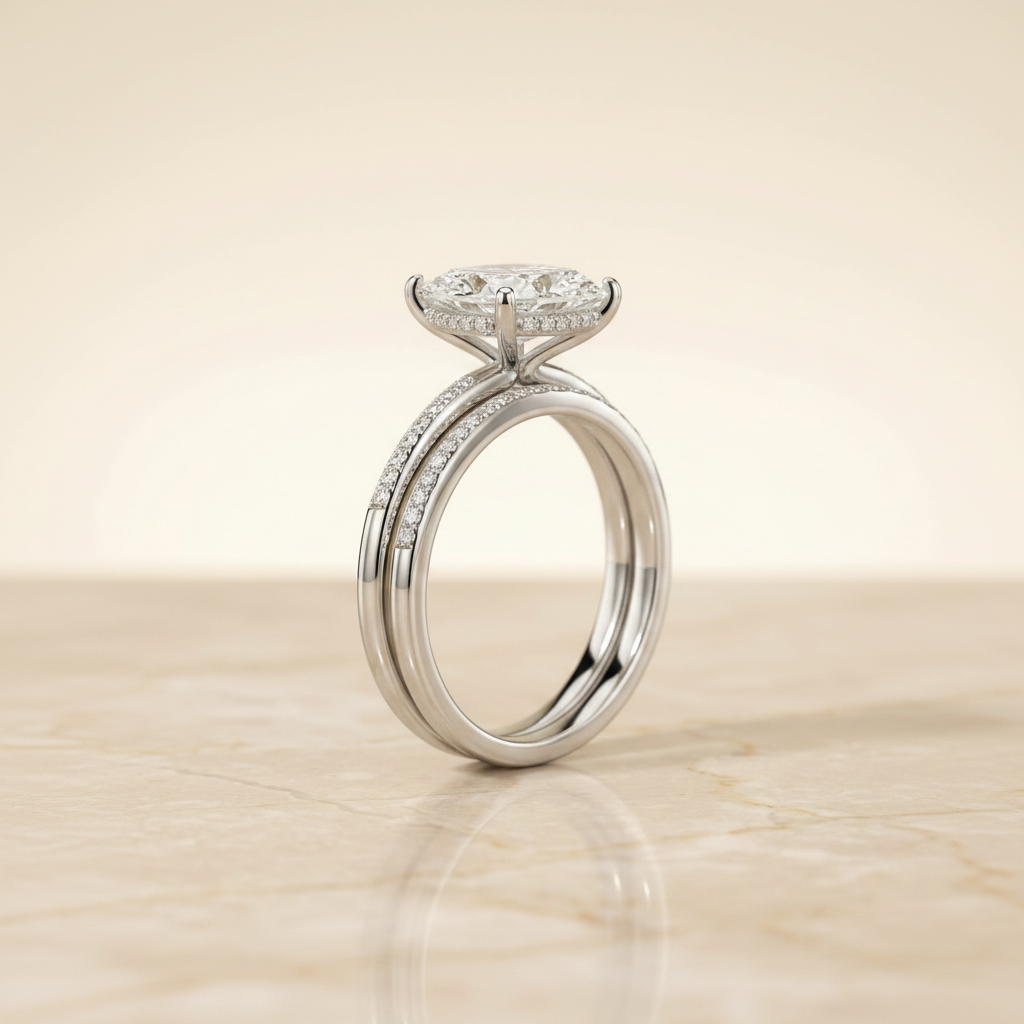 The Brenda Matching Wedding Band, Princess in 18K White Gold