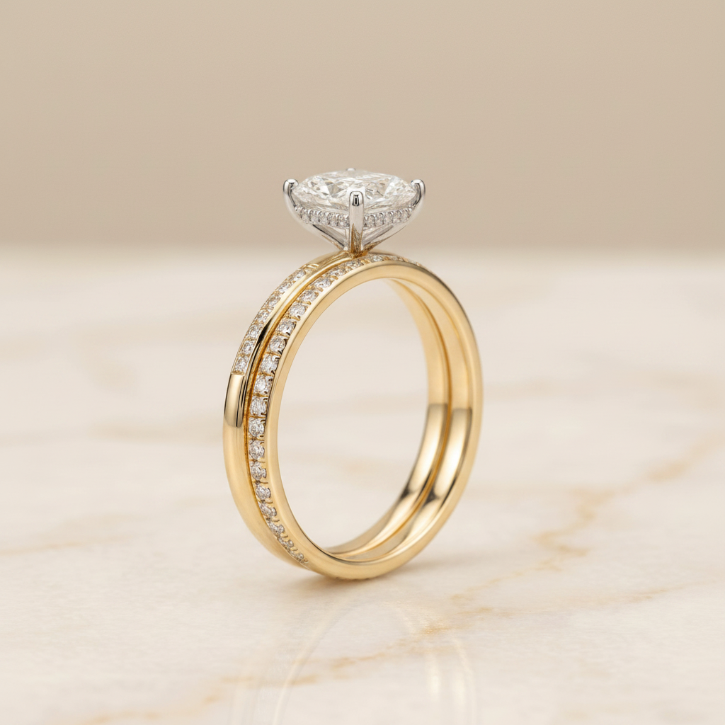 The Brenda Matching Wedding Band, Radiant in 18K Yellow Gold