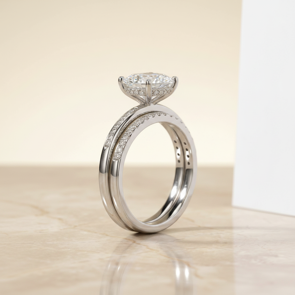 The Brenda Matching Wedding Band, Oval in Platinum