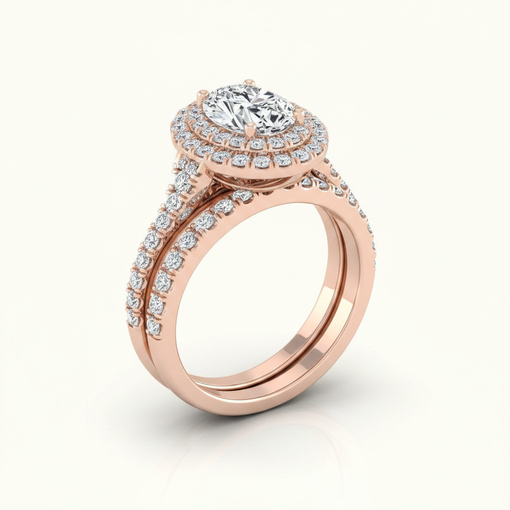 The Britney Matching Wedding Band, Oval in 14K Rose Gold