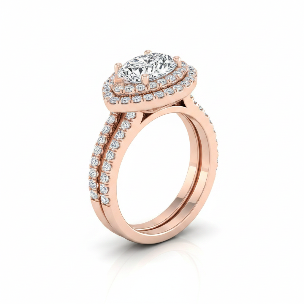 The Britney Matching Wedding Band, Pear in 14K Rose Gold