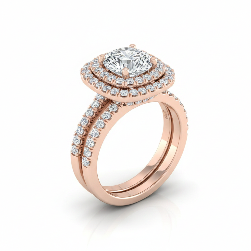 The Britney Matching Wedding Band, Round in 14K Rose Gold