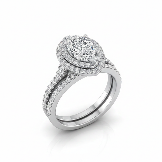 The Britney Matching Wedding Band, Pear in 18K White Gold