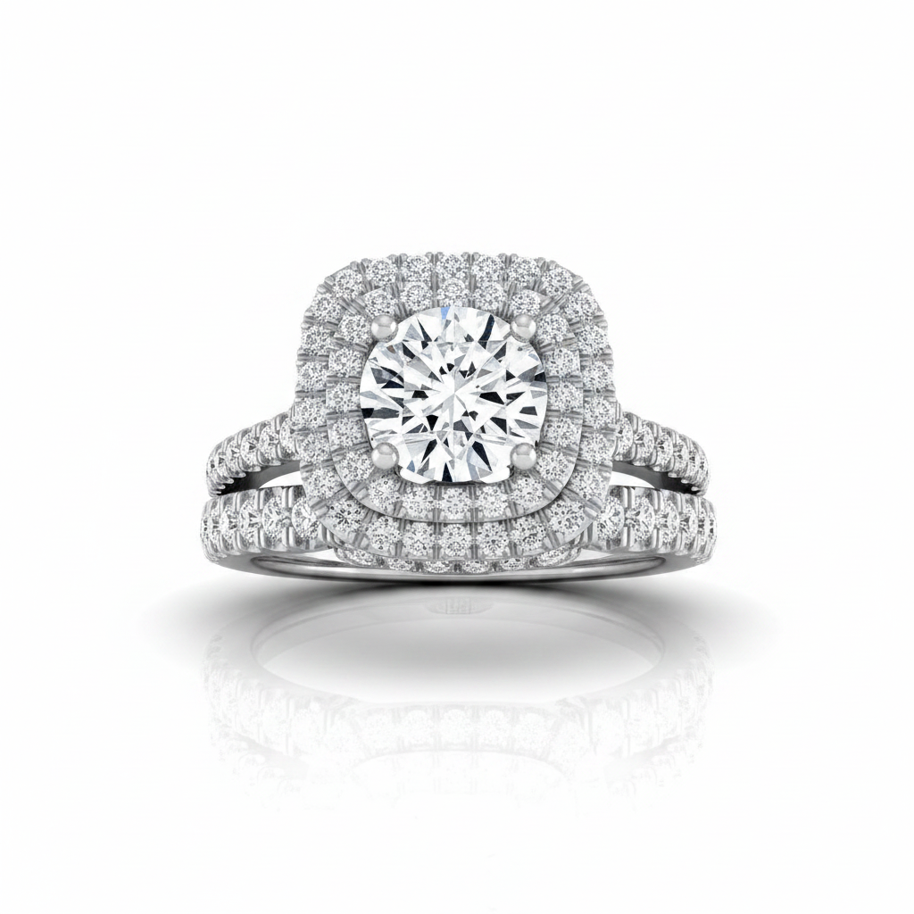 The Britney Matching Wedding Band, Round in 18K White Gold