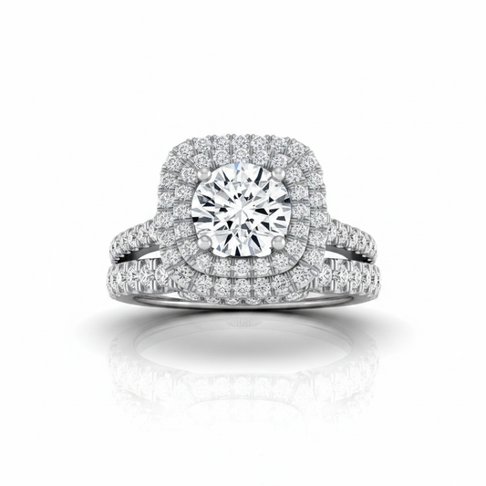 The Britney Matching Wedding Band, Round in 18K White Gold