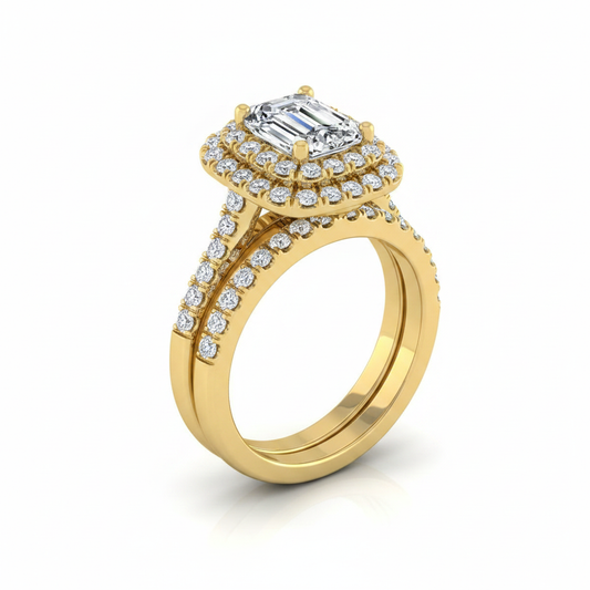 The Britney Matching Wedding Band, Emerald in 18K Yellow Gold