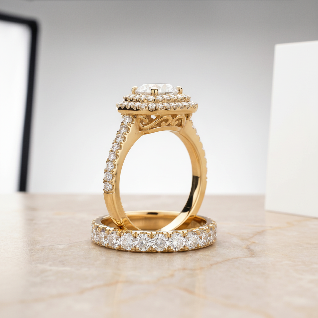 The Britney Matching Wedding Band, Round in 18K Yellow Gold