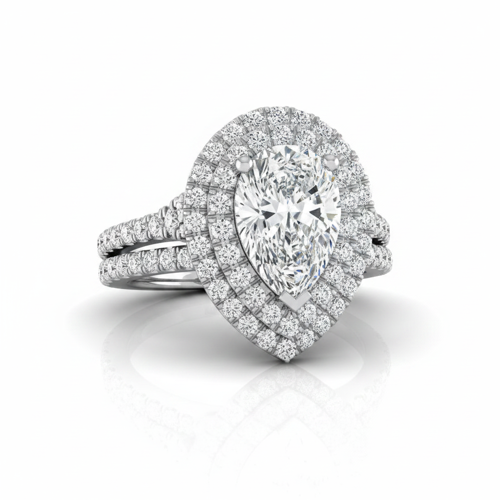 The Britney Matching Wedding Band, Pear in Platinum