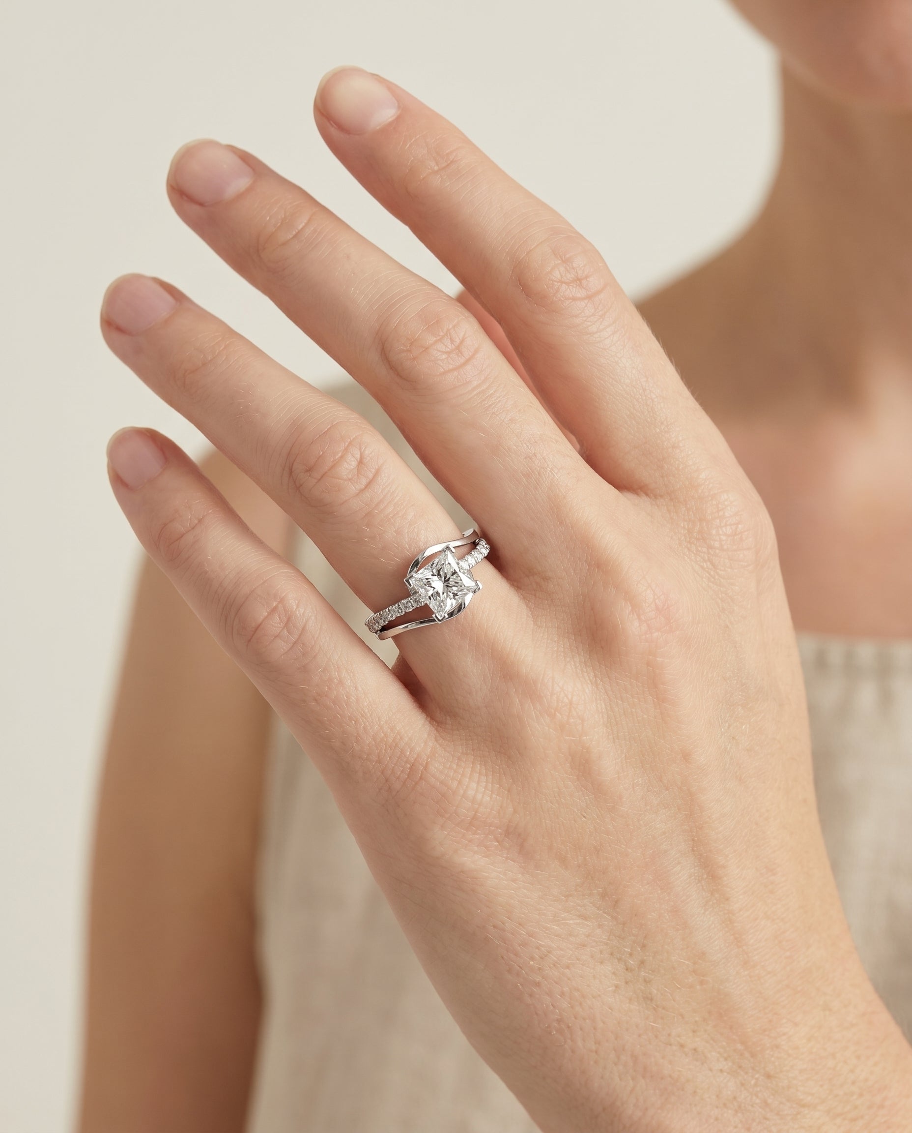 The Tatyana setting for princess diamonds, made to order in 18K White Gold | RockHer