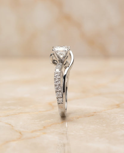The Tatyana Select Bypass Pave Swirl Princess Cut Solitaire Engagement Ring with Lab Diamond in Platinum — view 6