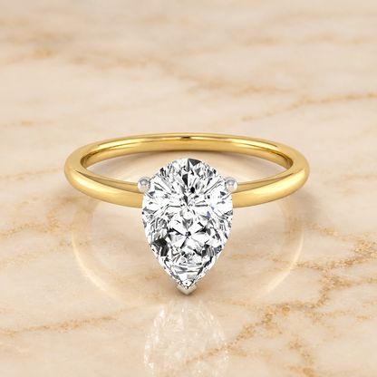 Princess engagement ring setting in 18K Yellow Gold, Dolly Double Hidden Halo Solitaire Princess Cut | RockHer