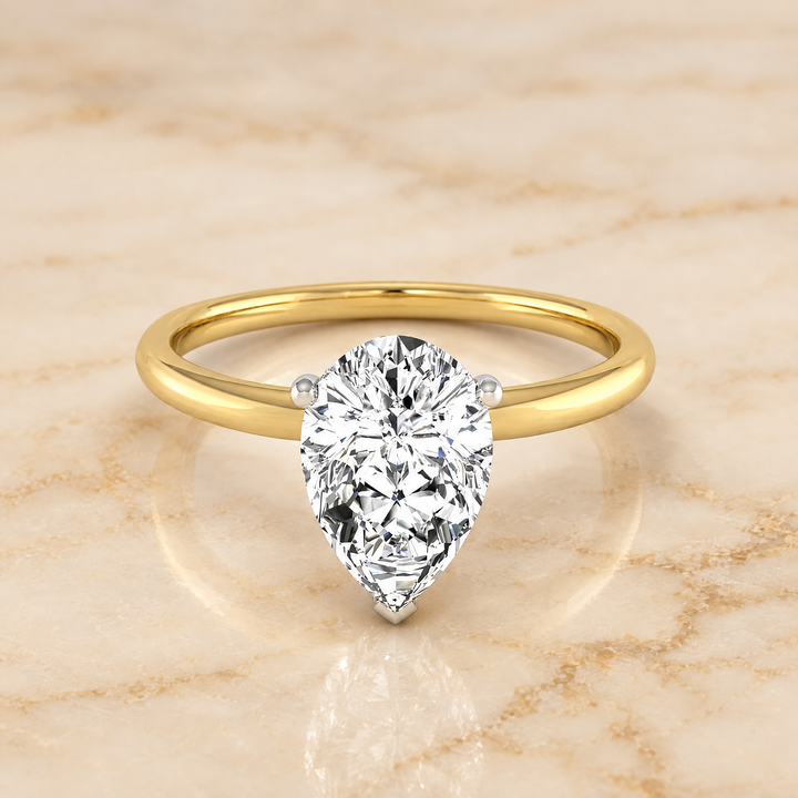 Princess engagement ring setting in 18K Yellow Gold, Dolly Double Hidden Halo Solitaire Princess Cut | RockHer