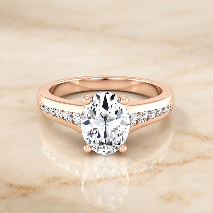 The Stevie Contemporary Channel Oval Engagement Ring Setting in 14K Rose Gold