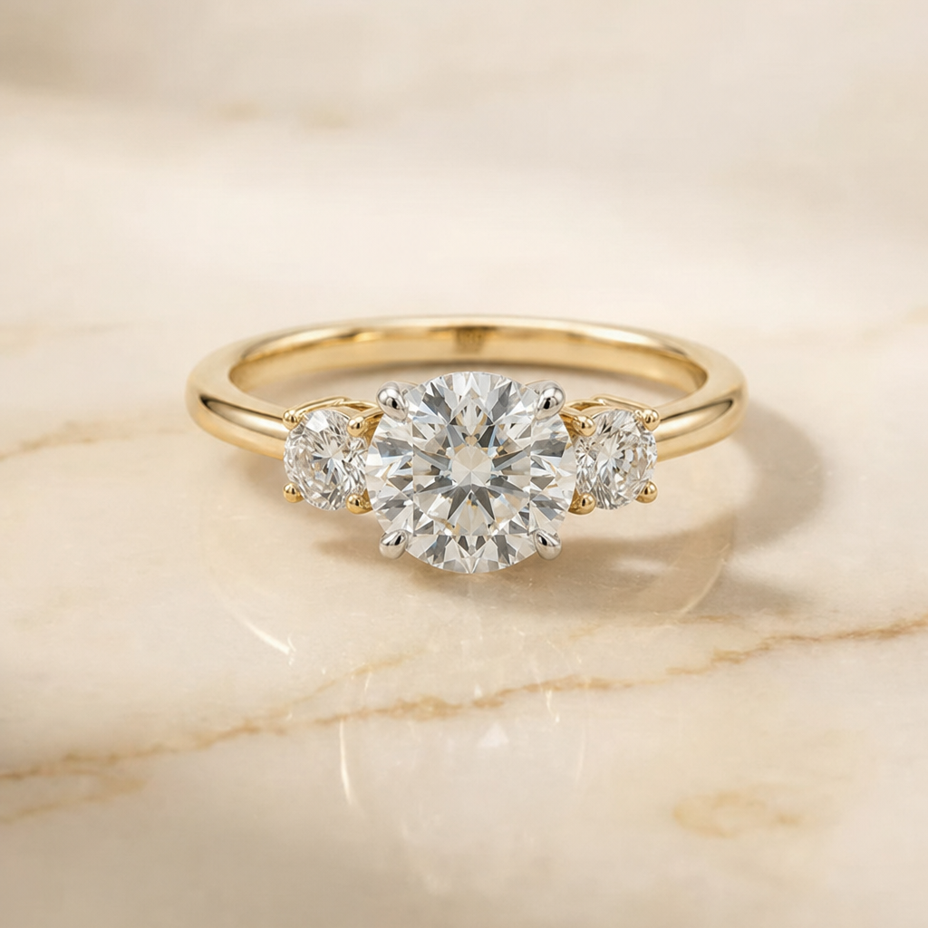 The Anita round engagement ring setting in 18K Yellow Gold | RockHer