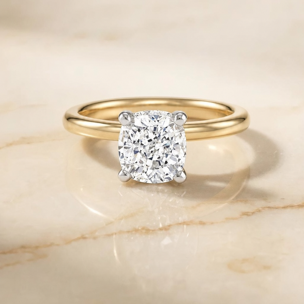 The Annabelle cushion engagement ring setting in 18K Yellow Gold | RockHer