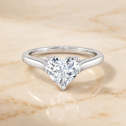 The Juliette Elegant Cathedral Squared Edge Solitaire Heart Engagement Ring Setting in 18K White Gold