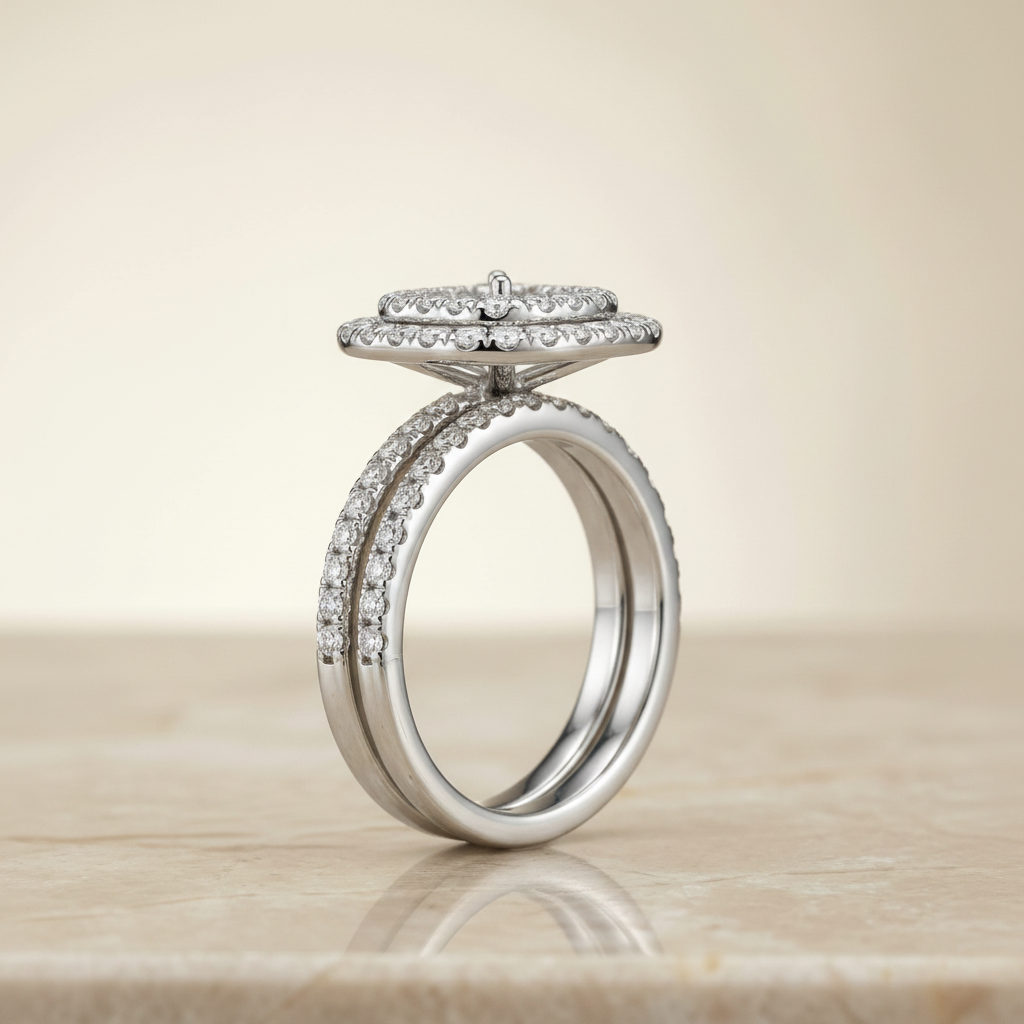 The Cadence Matching Wedding Band, Cushion in Platinum