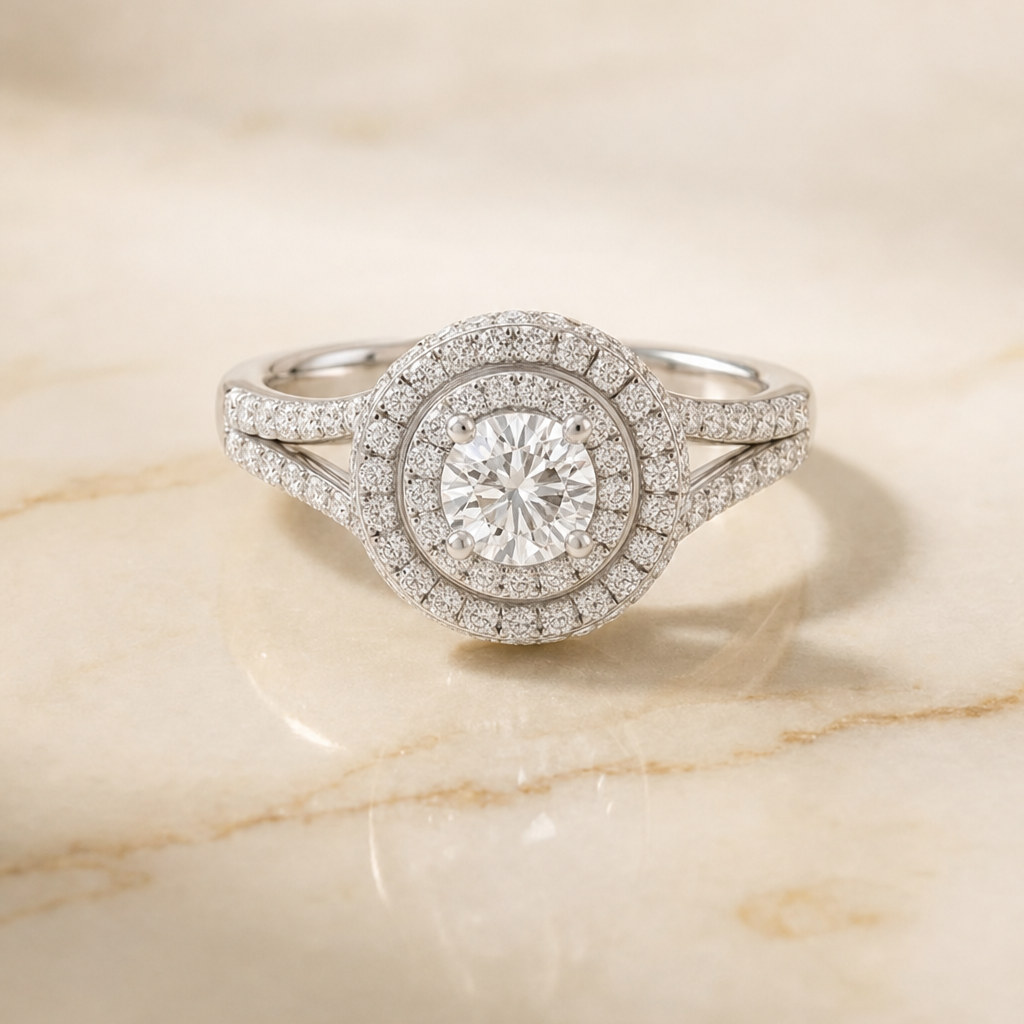 The Nedda round engagement ring setting in Platinum | RockHer