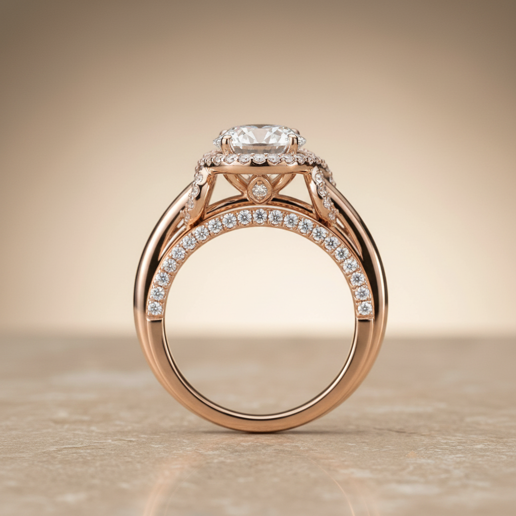 The Calista Matching Wedding Band, Round in 14K Rose Gold
