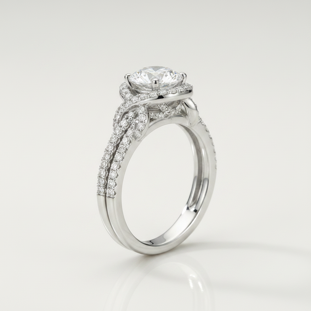 The Calista Matching Wedding Band, Round in 18K White Gold