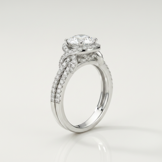 The Calista Matching Wedding Band, Round in 18K White Gold