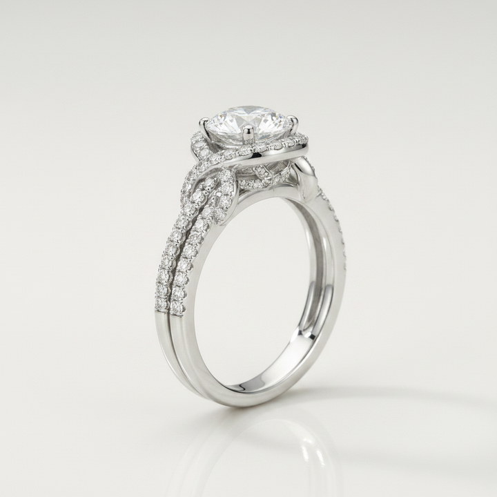 The Calista Matching Wedding Band, Round in 18K White Gold | RockHer