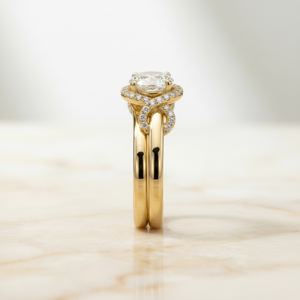 The Calista Matching Wedding Band, Round in 18K Yellow Gold