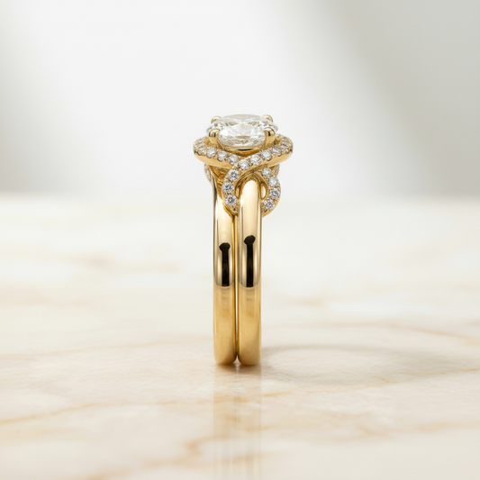 The Calista Matching Wedding Band, Round in 18K Yellow Gold