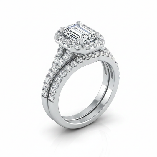 The Calliope Matching Wedding Band, Emerald in 18K White Gold