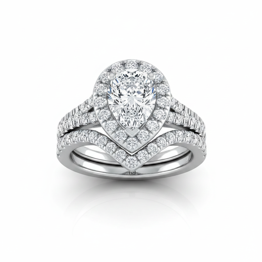 The Calliope Matching Wedding Band, Pear in 18K White Gold