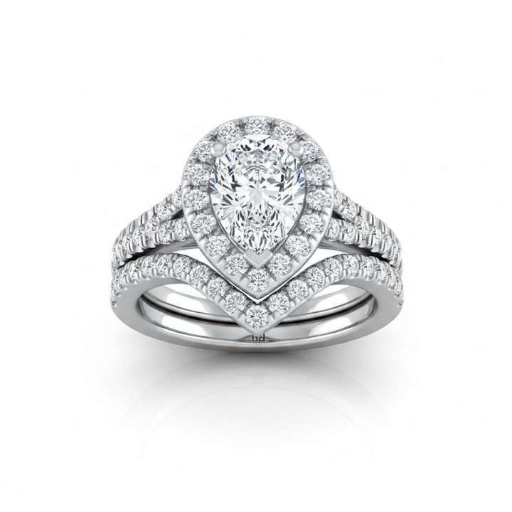The Calliope Matching Wedding Band, Pear in 18K White Gold | RockHer
