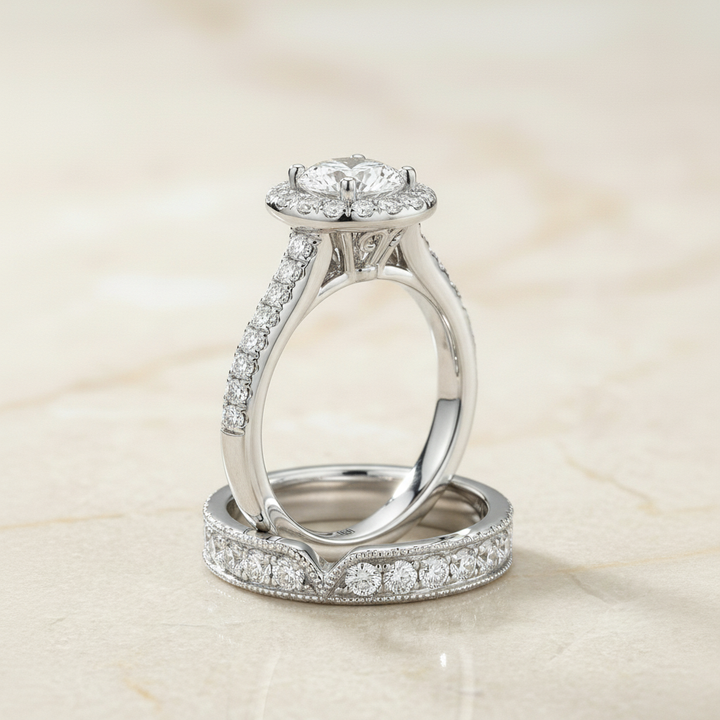 The Calliope Matching Wedding Band, Round in 18K White Gold | RockHer