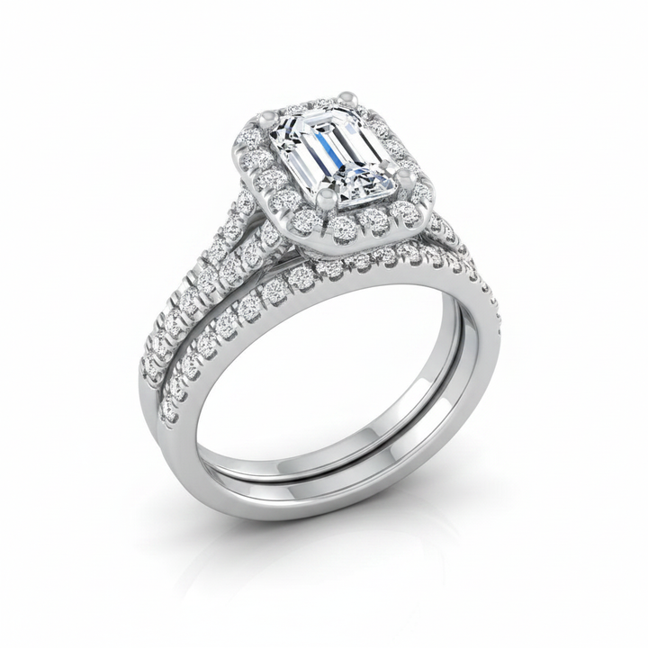 The Calliope Matching Wedding Band, Emerald in Platinum | RockHer