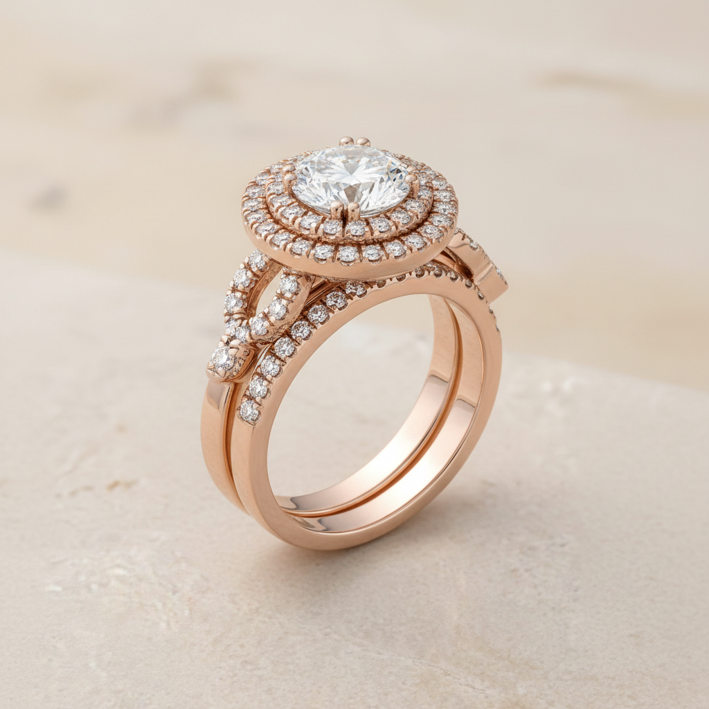 The Calypso Matching Wedding Band, Round in 14K Rose Gold