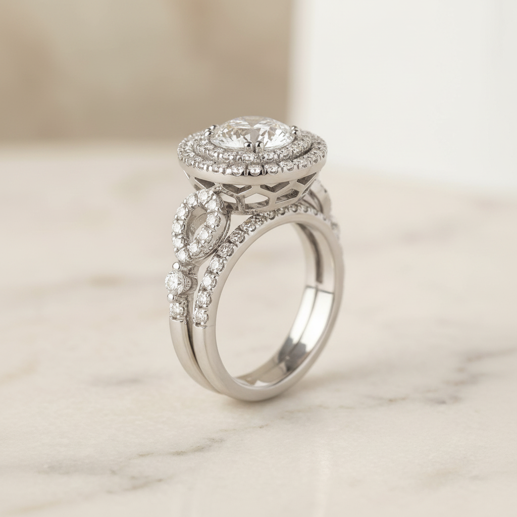 The Calypso Matching Wedding Band, Round in 18K White Gold