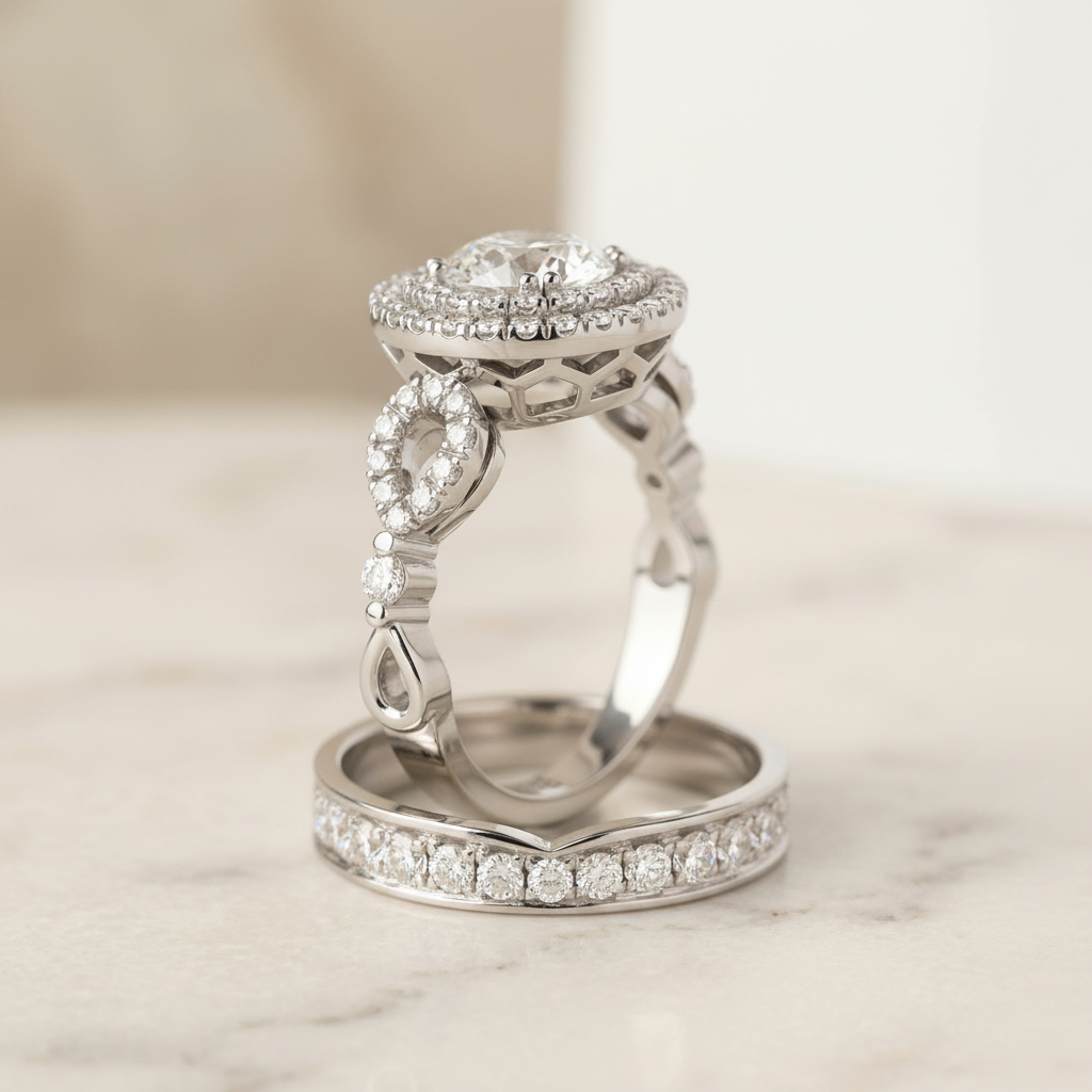 The Calypso Matching Wedding Band, Round in Platinum