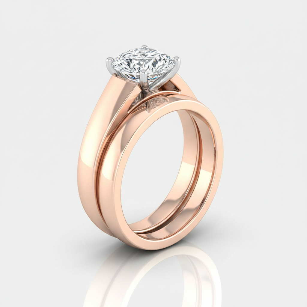 The Carly Matching Wedding Band, Cushion in 14K Rose Gold