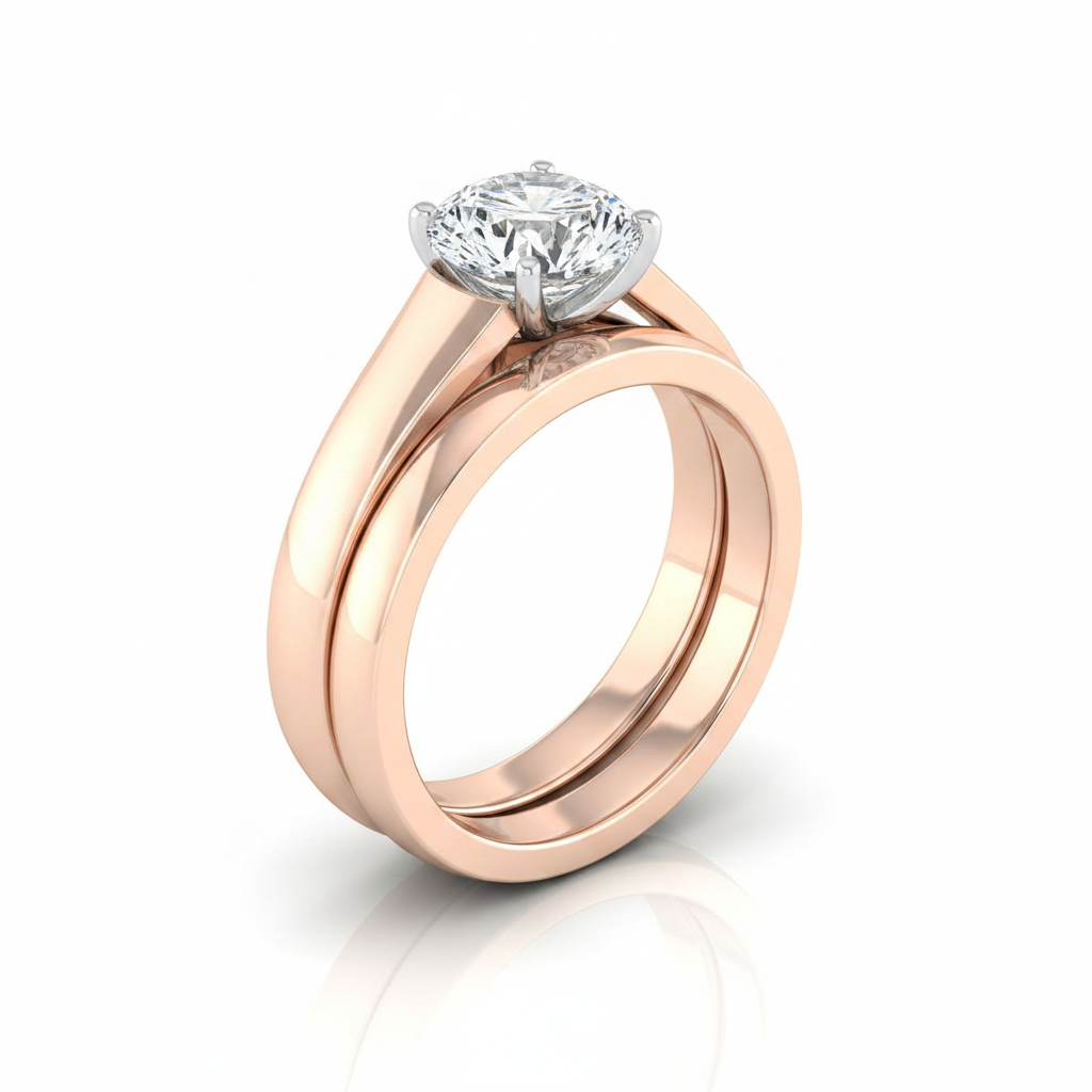 The Carly Matching Wedding Band, Round in 14K Rose Gold