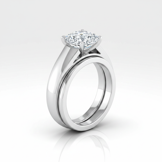 The Carly Matching Wedding Band, Cushion in 18K White Gold