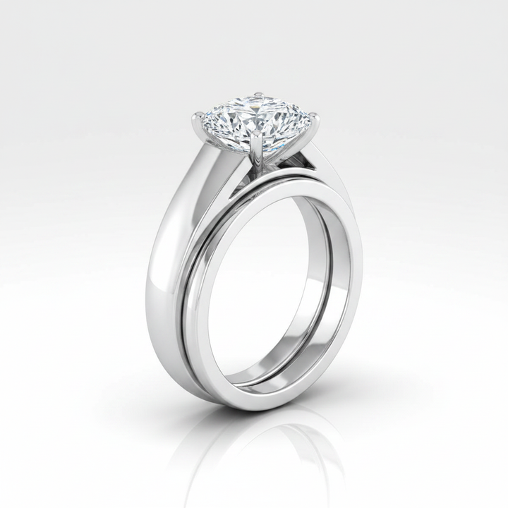 The Carly Matching Wedding Band, Cushion in 18K White Gold | RockHer
