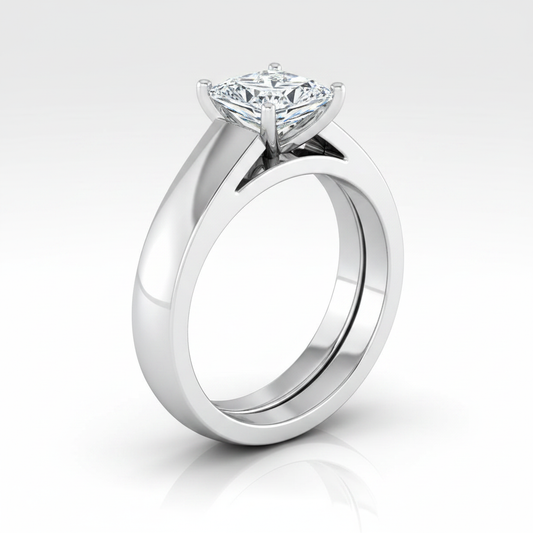 The Carly Matching Wedding Band, Princess in 18K White Gold